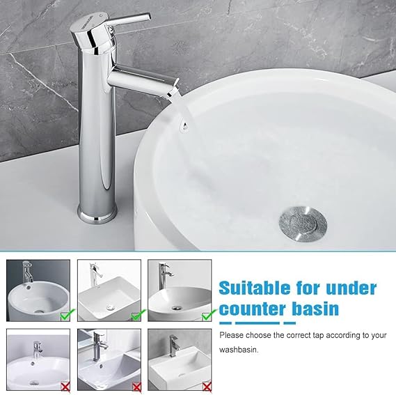 Single-Lever Basin Mixer Tap Bathroom Tall Mixer Tap for Bathroom Sink