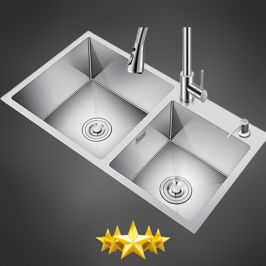 DOUBLE HANDMADE KITCHEN SINK 78CM x 43CM